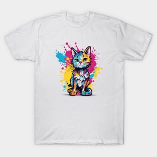 Colorful Cat Graffiti: A Playful and Vibrant Urban Art Design T-Shirt